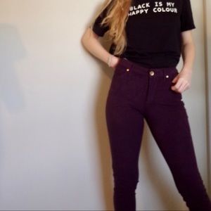 💜 Nine West Purple Velvet Stretch Skinny Jeans 6